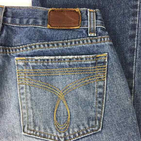 Calvin Klein Flare Jeans Womens Size 8 Medium Wash Denim Distress Mid Rise - Picture 5 of 11